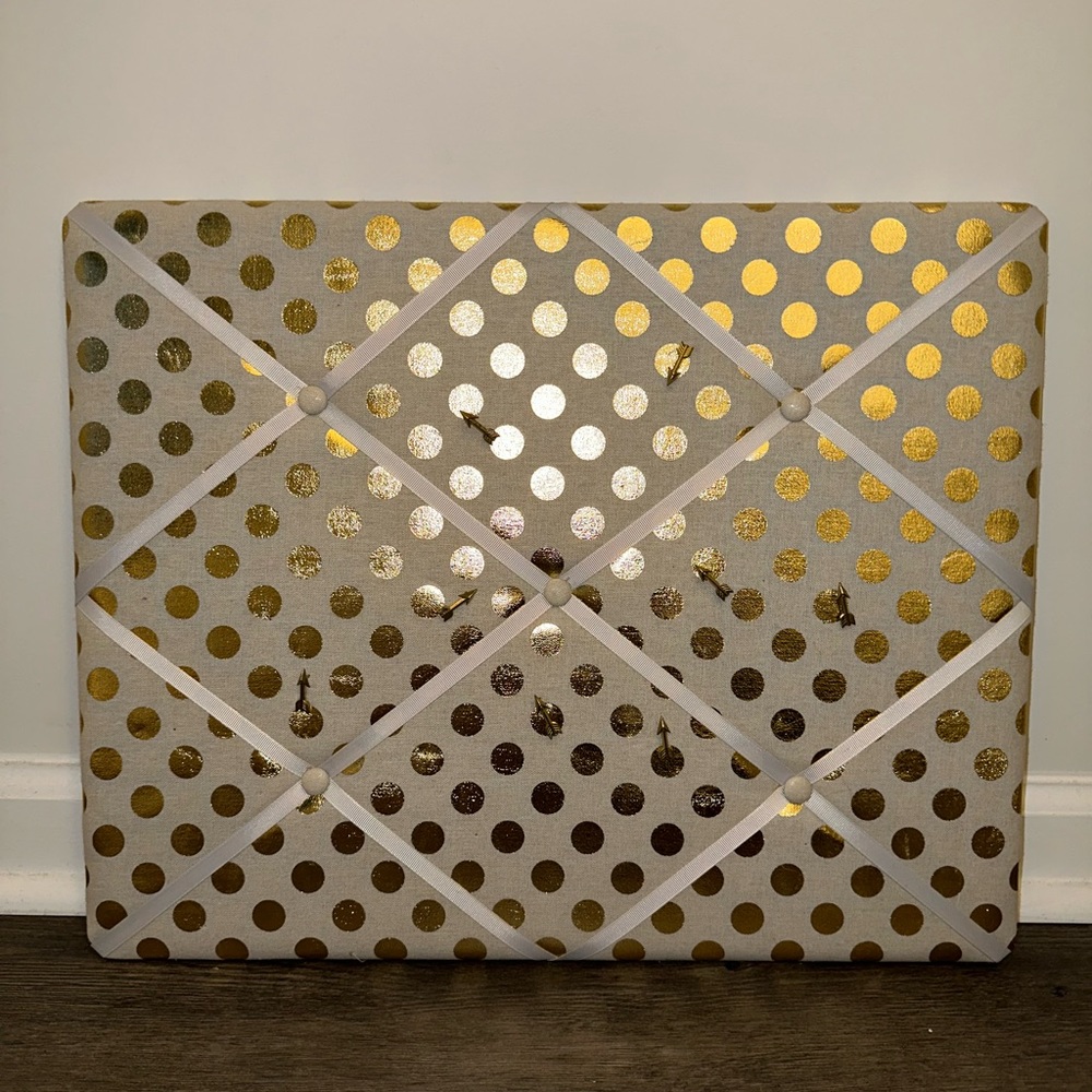 Gold Polka Dot Pushpin Board